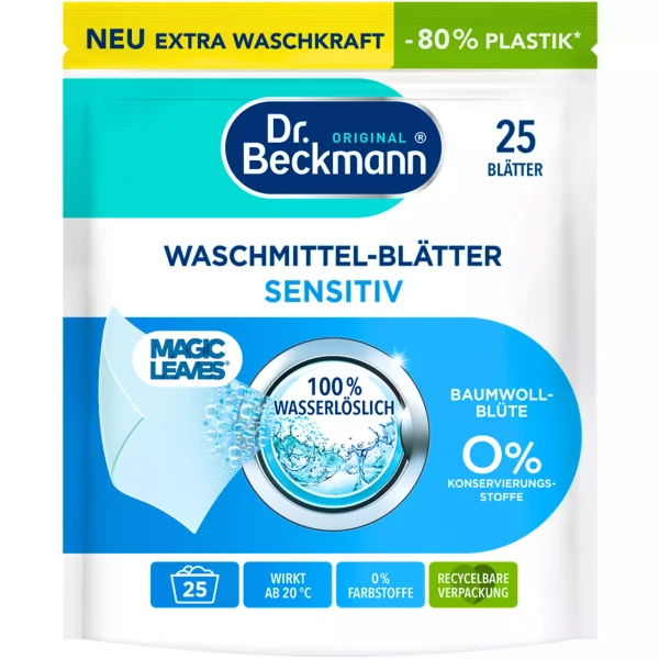 Dr. Beckmann Magic Leaves Sensitive skalbimo lapeliai, 25 vnt.