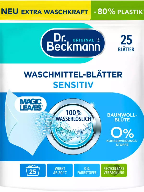 Dr. Beckmann Magic Leaves Sensitive skalbimo lapeliai, 25 vnt.