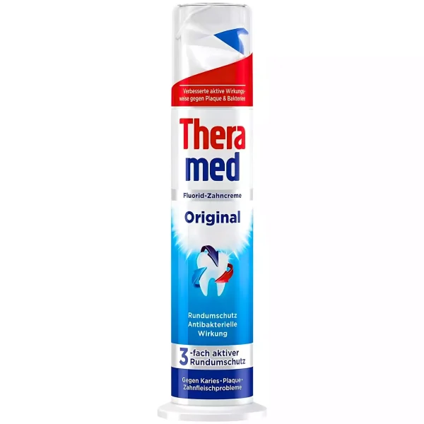 26b6dcd5a678fe8fcbabf6c8b072aee22126a81f733850763e84ada7413b8827.webp THERAMED ORIGINAL dantų pasta su dozatoriumi, 100 ml