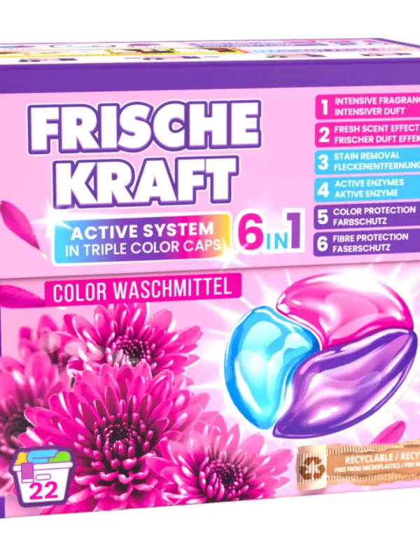 Frische Kraft 6in1 skalbimo kapsulės spalvotiems audiniams