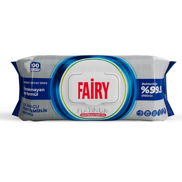 Fairy Platinum antibakterinės valymo servetėlės, 100 vnt.