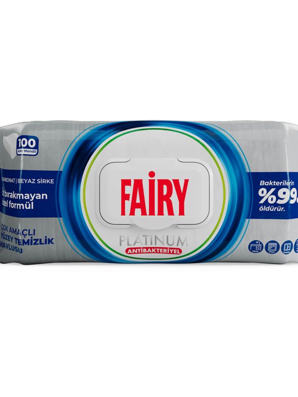 Fairy Platinum antibakterinės valymo servetėlės, 100 vnt.