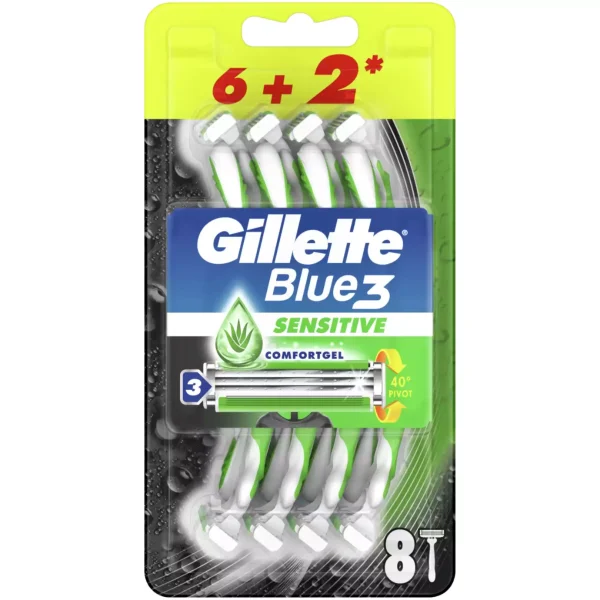 357369eb1066c2981ee188999cca0d8371ac7075cbaf57b34cf7f9d43383a987.webp Gillette Blue3 Plus Sensitive vienkartiniai skustuvai 6+2 vnt.