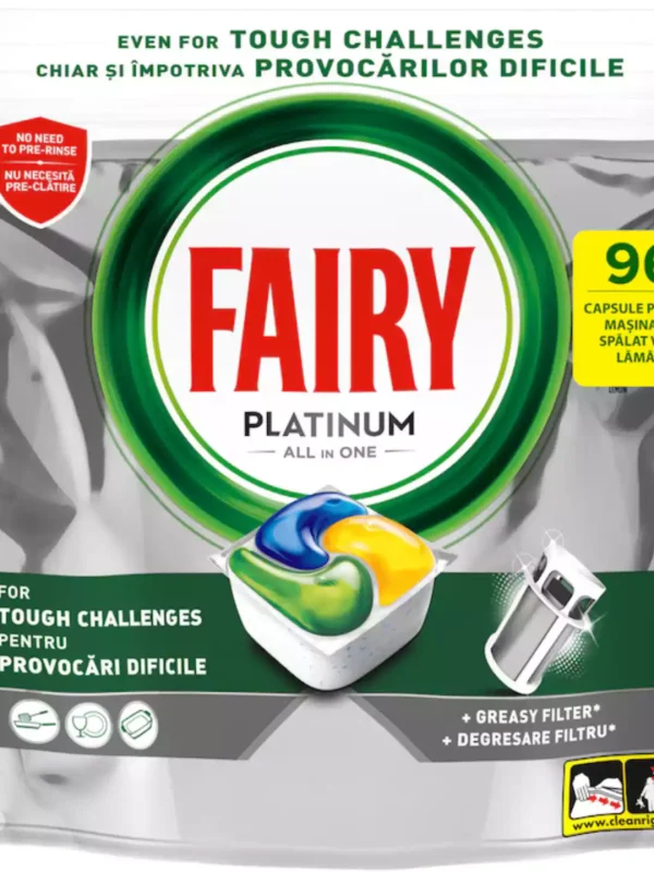 Indaplovių tabletės Fairy Platinum Lemon, 96 vnt (GIGA Pack)