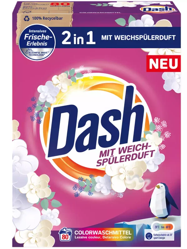 Dash 2in1 skalbimo milteliai spalvotiems 80 skalb. 4,8 kg