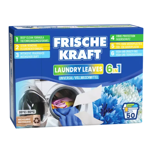 7674ea568973700f62574270da4cb42647123779717087b25d0c863322efb910.webp Frische Kraft 6w1 skalbimo lapeliai Universal 50 vnt.