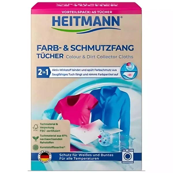 8fe486d64ff78ed6781e2fba917dee7b822805d9a0d2b6c9f156a7419a863d0c.webp HEITMANN universalios skalbinių servetėlės, 45 vnt.