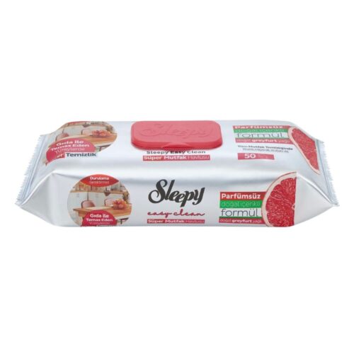 Sleepy drėgnos servetėlės maistiniams paviršiams, Grapefruit, 50 vnt
