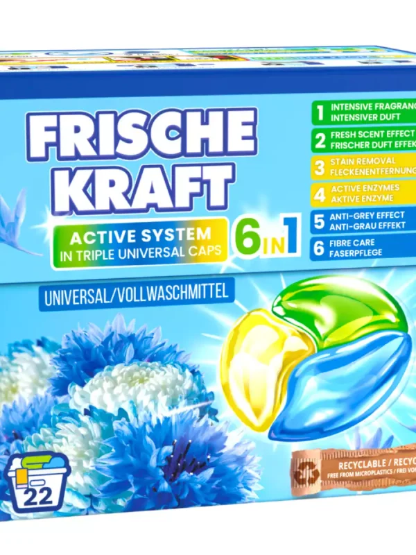 Frische Kraft 6in1 universalios skalbimo kapsulės, 22 vnt.