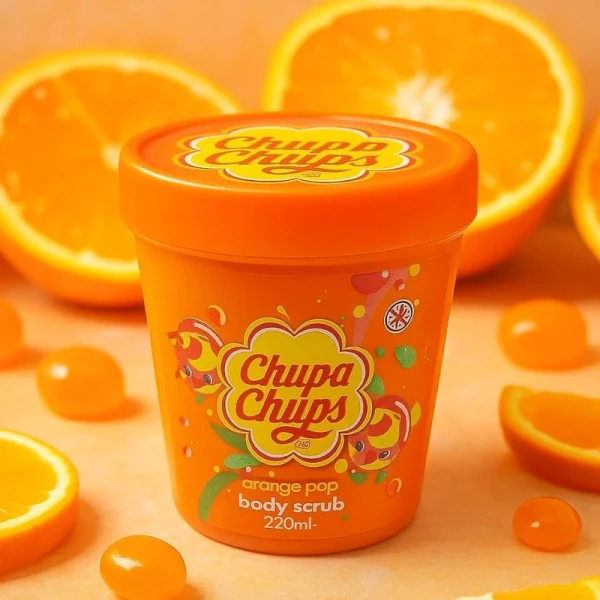body-scrub-chupa-chups-orange-pop-1.webp Kūno šveitiklis CHUPA CHUPS Orange Pop 220 ml