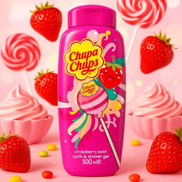 Braškių kvapo dušo gelis CHUPA CHUPS FRAISE 300 ml