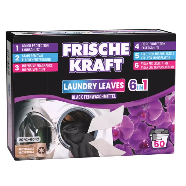 Frische Kraft 6w1 skalbimo lapeliai Black 50 vnt.