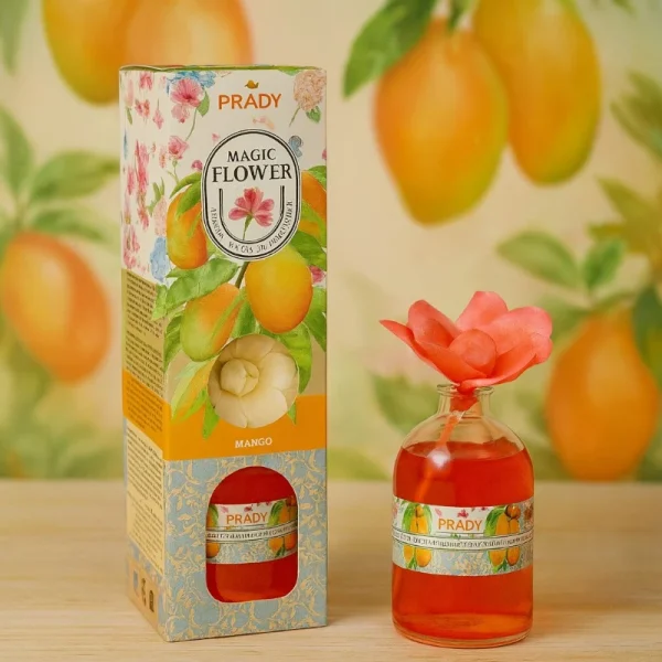 grossiste-en-ligne-de-fleur-parfumee-prady-mangue.webp Kvapų difuzorius su gėle PRADY „Mango“ 100 ml