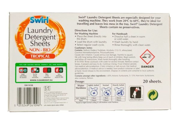 Swirl Non Bio Tropical skalbimo lapeliai 20 skalbimų