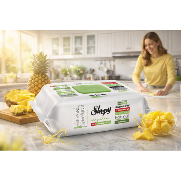 sleepy-easy-clean-surface-cleaning-wipes-pineapple.png Sleepy Easy Clean Pineapple valymo servetėlės 100 vnt