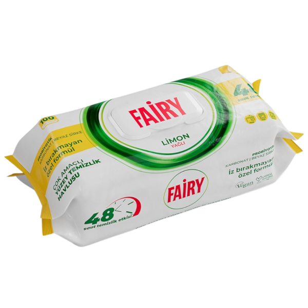 Fairy Lemon Oil antibakterinės valymo servetėlės 100 vnt.