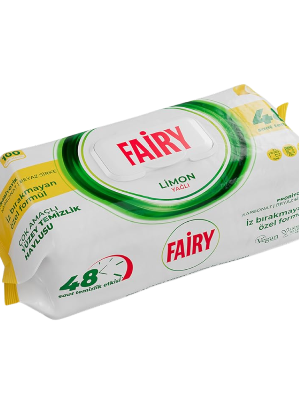 Fairy Lemon Oil antibakterinės valymo servetėlės 100 vnt.