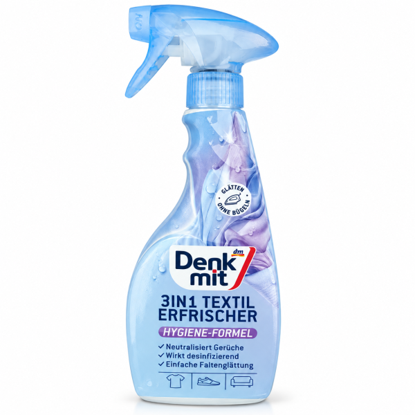 Denkmit-3in1-tekstiles-gaiviklis.png Denkmit 3in1 tekstilės gaiviklis ir raukšlių lygintojas 500 ml