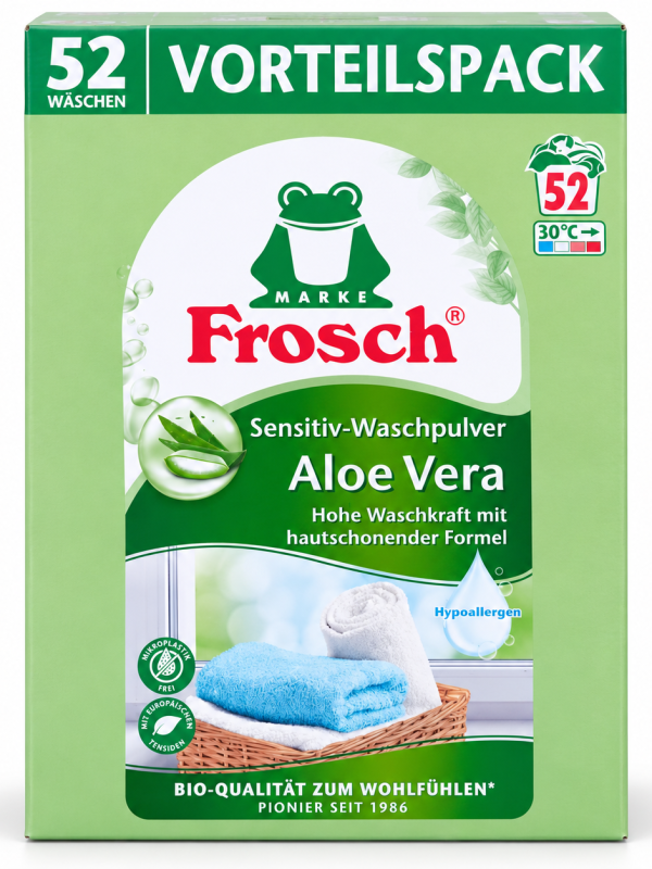 Frosch Aloe Vera skalbimo milteliai, 3,432 kg – 52 skalbimai