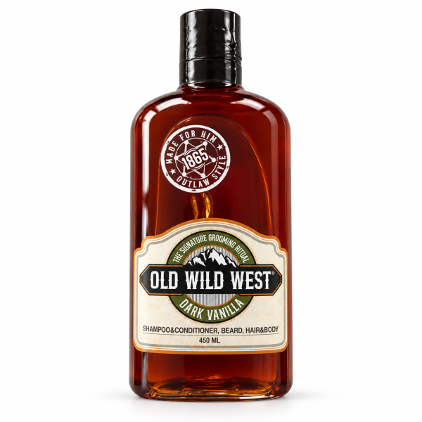Old-Wild-West-Dark-Vanilla-buteliukas.png OLD WILD WEST Dark Vanilla dušo želė ir šampūnas vyrams